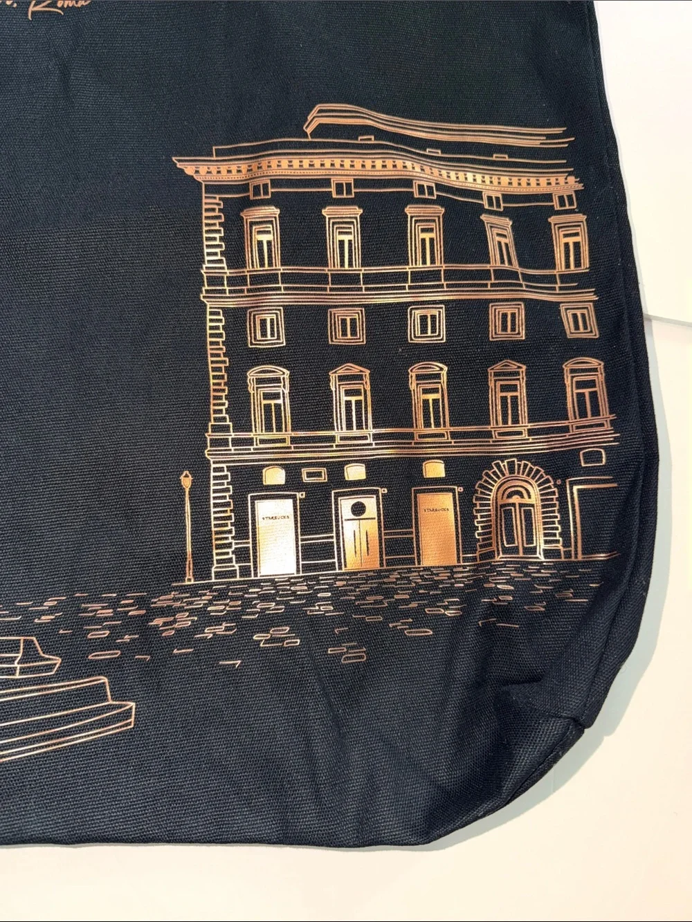 Starbucks Black Tote with Copper Cityscape Detail